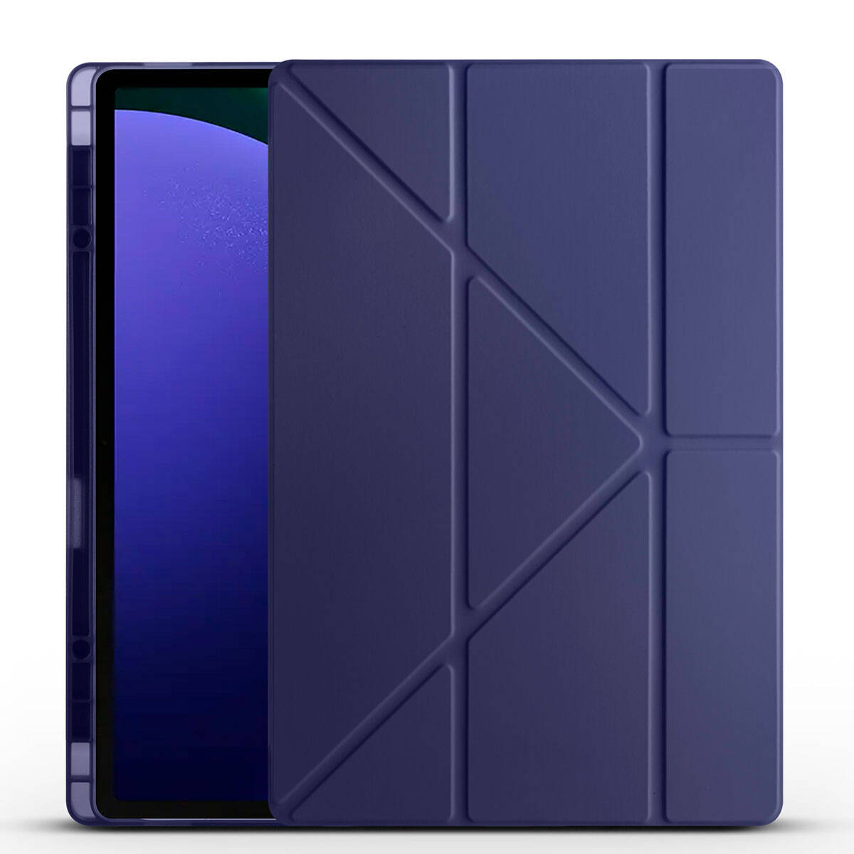Galaxy Uyumlu Tab S10 Ultra Kılıf Zore Tri Folding Kalem Bölmeli Standlı Kılıf-Lacivert