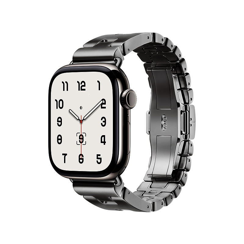 Watch 10 46mm Zore KRD-125 Metal Kordon Strap Kayış-Siyah