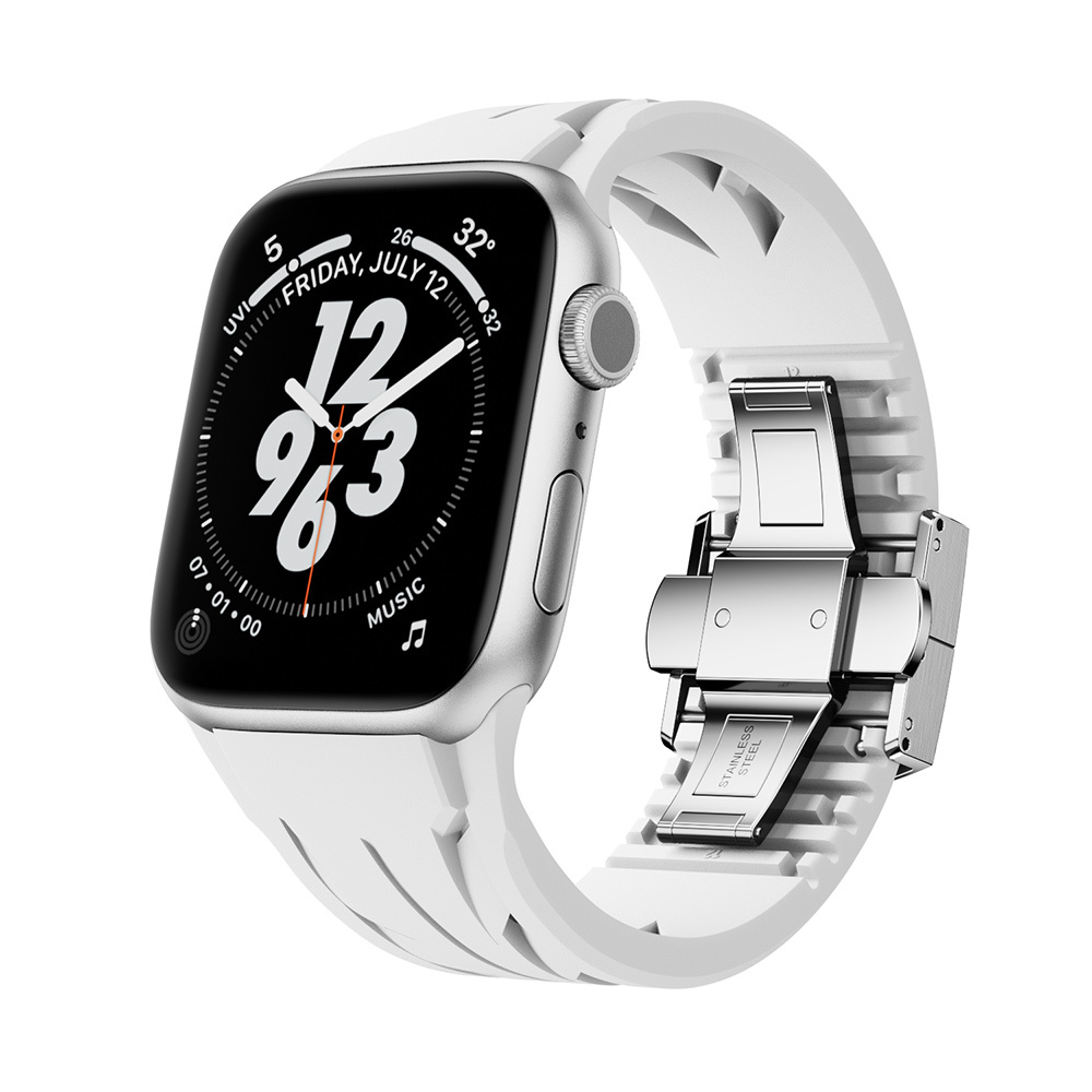Watch 44mm KRD-127 Metal Tokalı Silikon Kordon-Beyaz