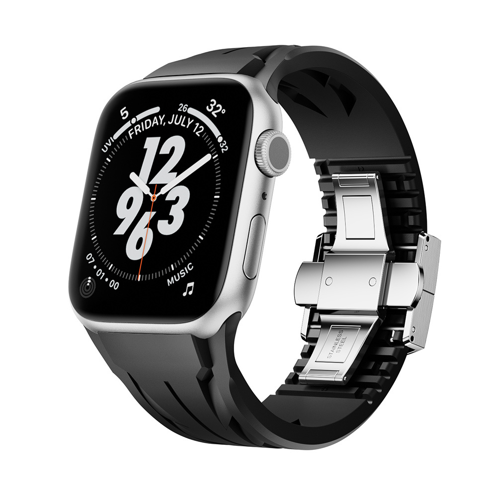 Watch 44mm KRD-127 Metal Tokalı Silikon Kordon-Siyah