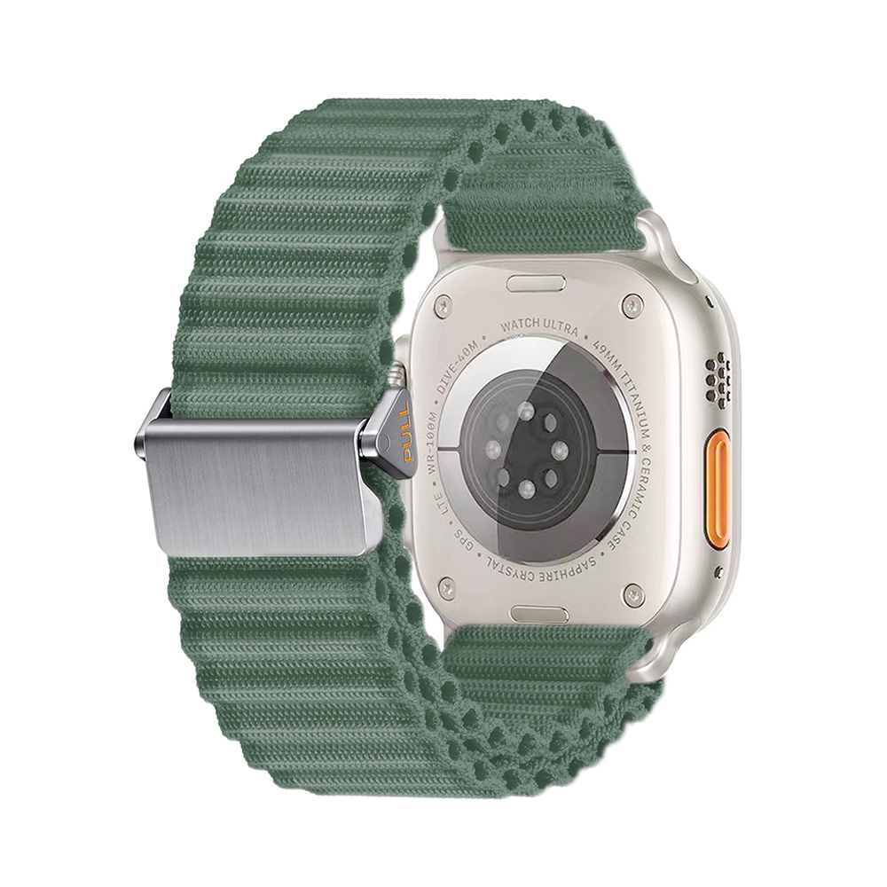 Watch 7 45mm Zore KRD-123 Naylon Kumaş Hasır Örgülü Kordon-Yeşil
