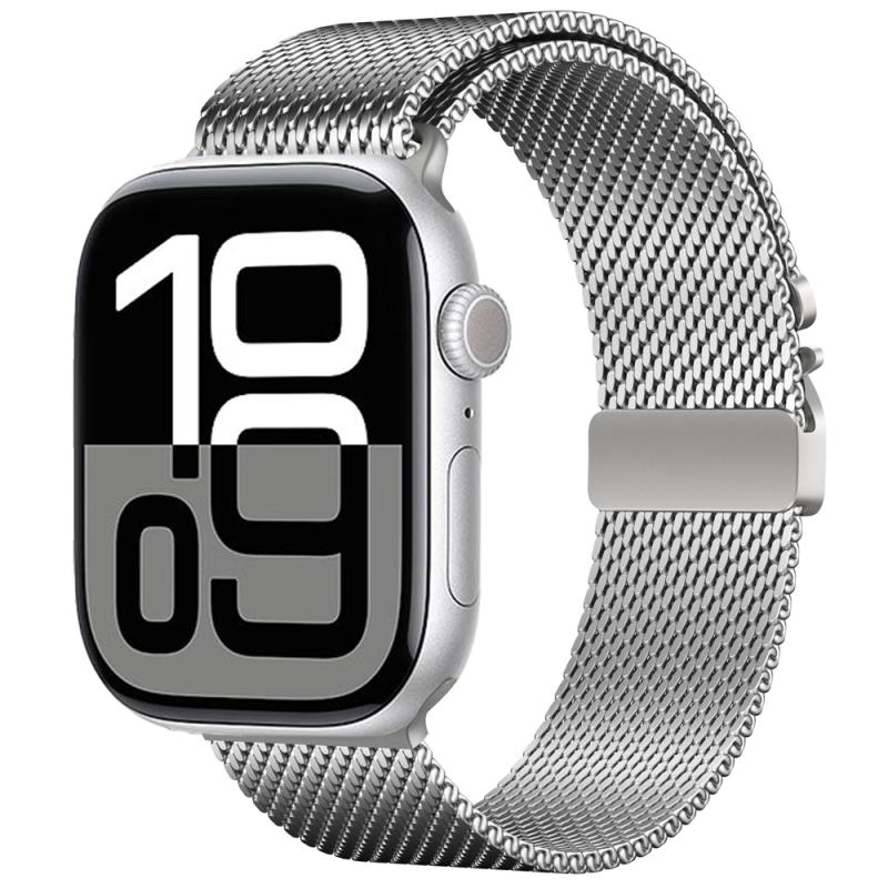 Watch 10 42mm Zore KRD-121 Metal Hasır Kordon-Gümüş