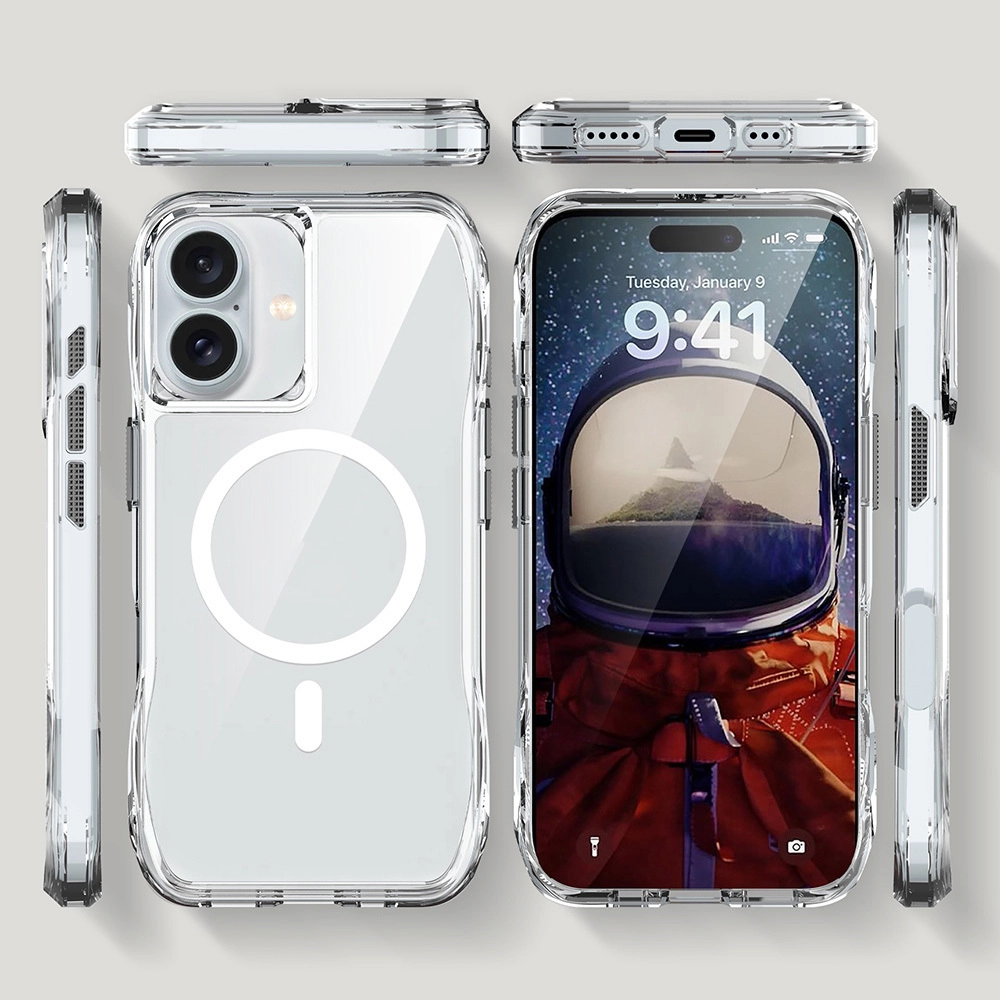 iPhone Uyumlu 16 Plus Kılıf M-safe Şarj Özellikli Airbagli Şeffaf Zore İncek Kapak