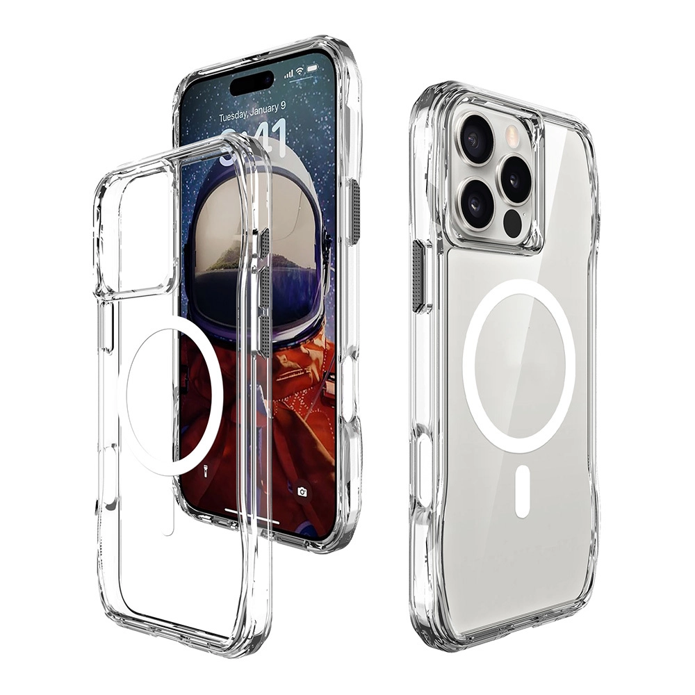 iPhone Uyumlu 16 Pro Max Kılıf M-safe Şarj Özellikli Airbagli Şeffaf Zore İncek Kapak