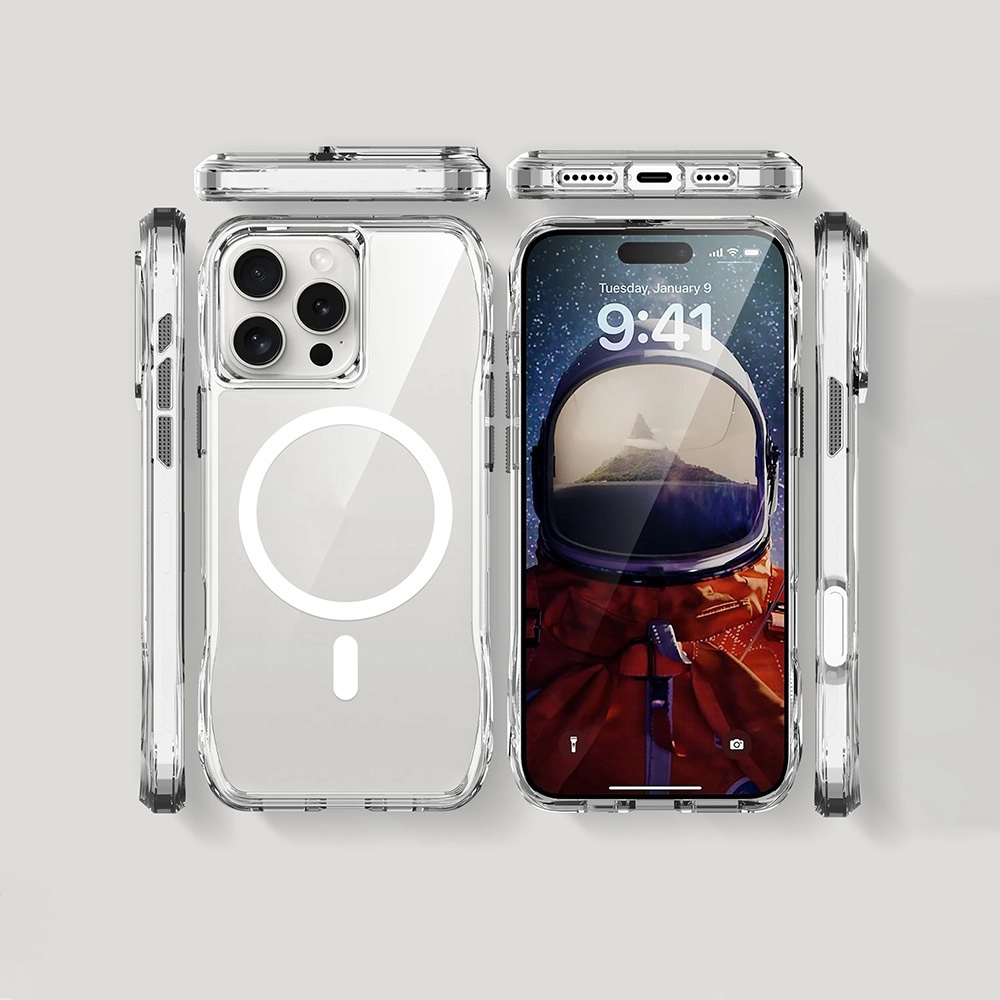 iPhone Uyumlu 16 Pro Max Kılıf M-safe Şarj Özellikli Airbagli Şeffaf Zore İncek Kapak