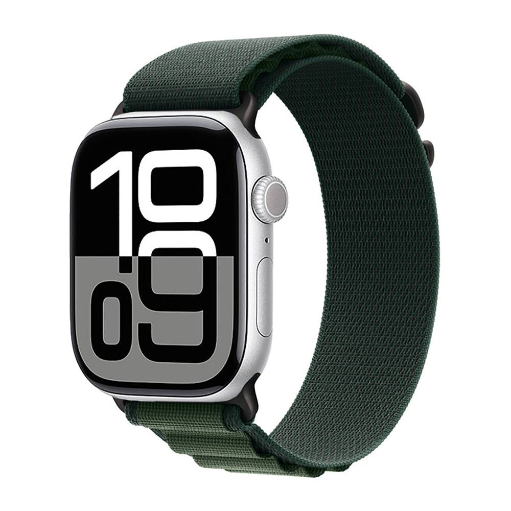 Watch 10 46mm Zore KRD-74 Hasır Kordon-Siyah-yeşil