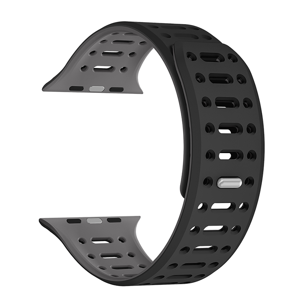 Watch 10 46mm Zore KRD-124 Silikon Kordon Strap Kayış-Siyah-gri