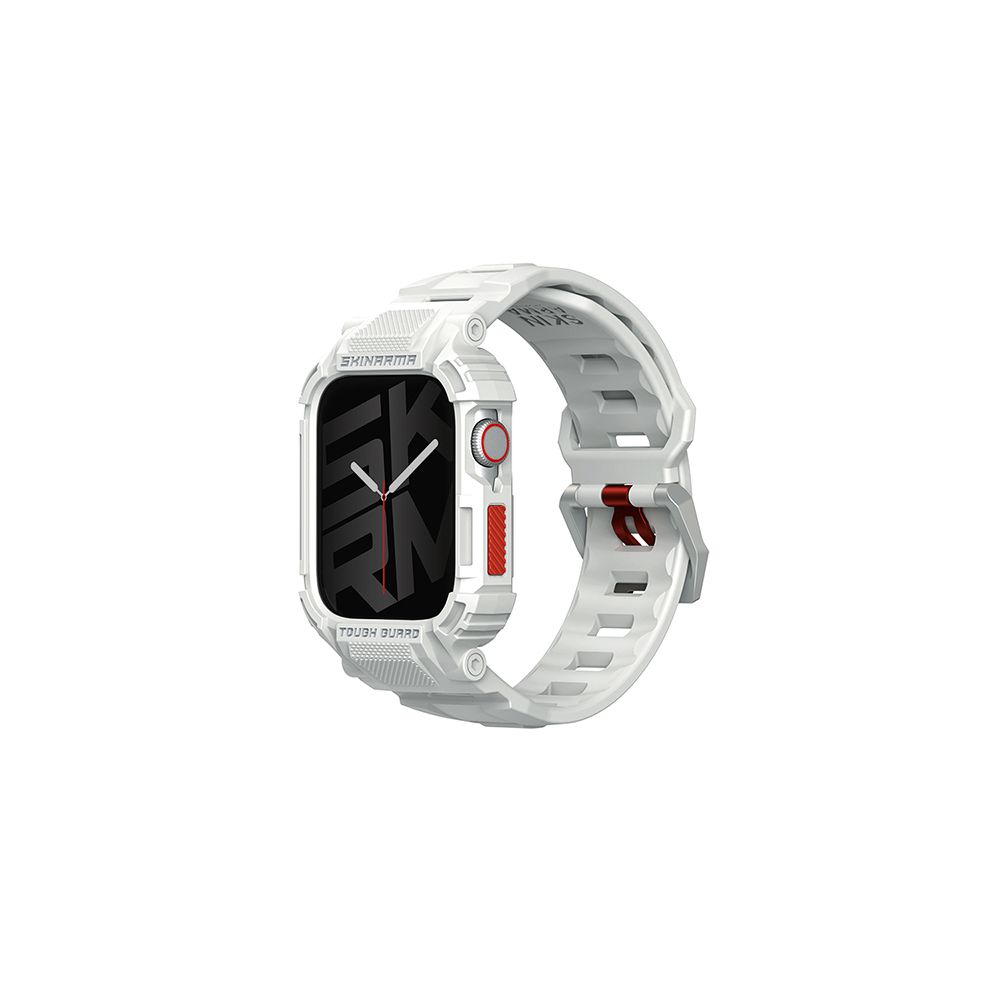 Watch 44mm Skinarma Mecha 2in1 TPU Kasa Koruyucu + Silikon Kordon-Açık gri