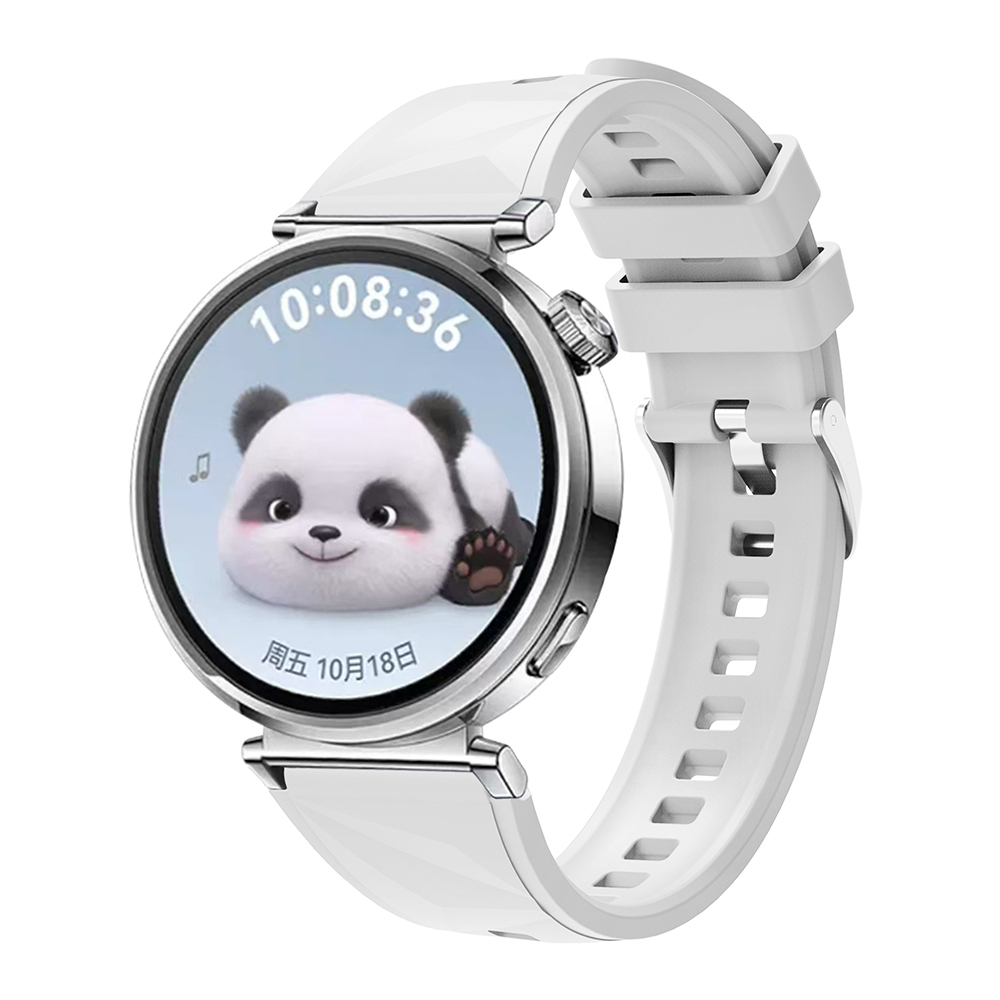Huawei Uyumlu GT4 41mm Zore KRD-129 18mm Silikon Kordon Strap Kayış-Beyaz