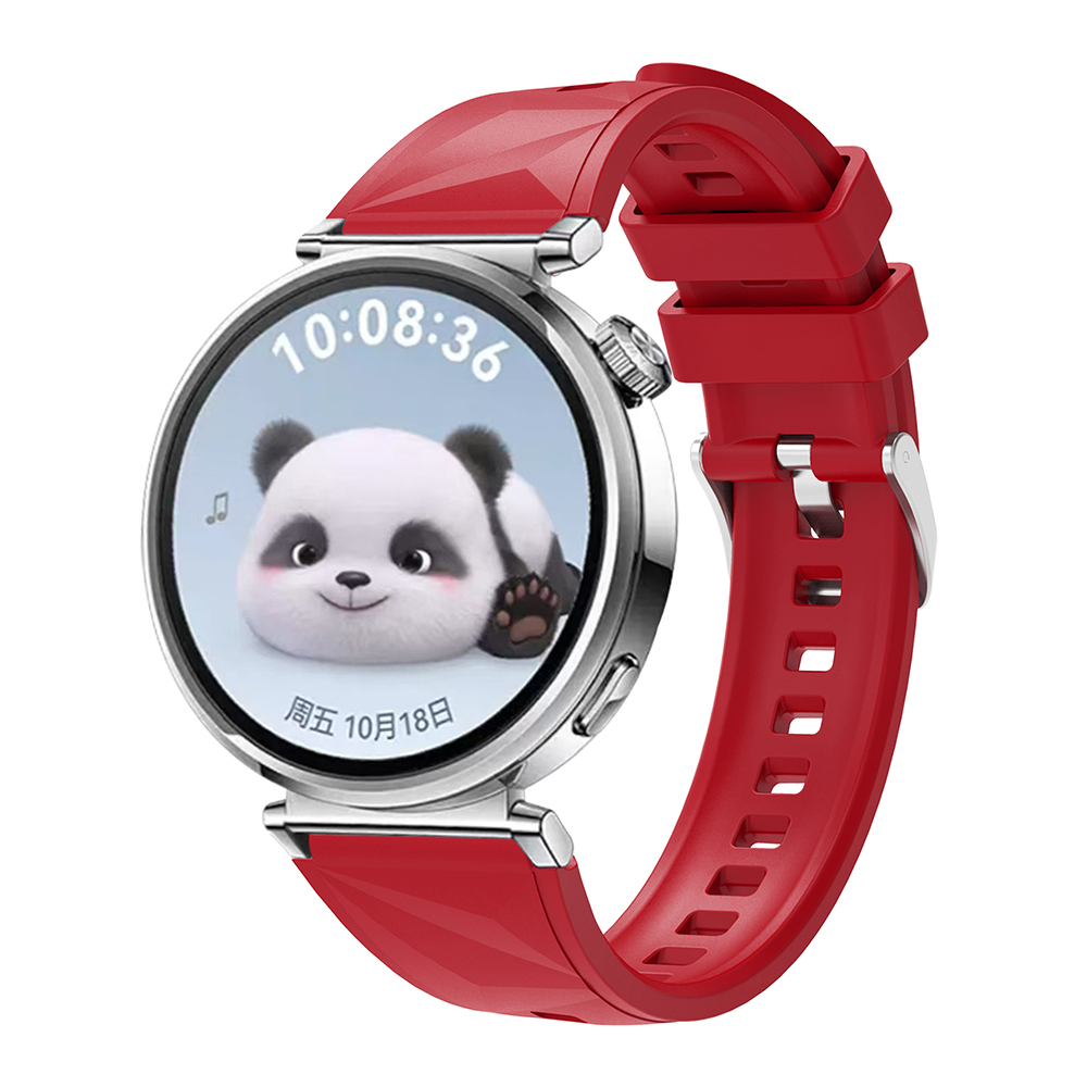 Huawei Uyumlu GT4 41mm Zore KRD-129 18mm Silikon Kordon Strap Kayış-Kırmızı
