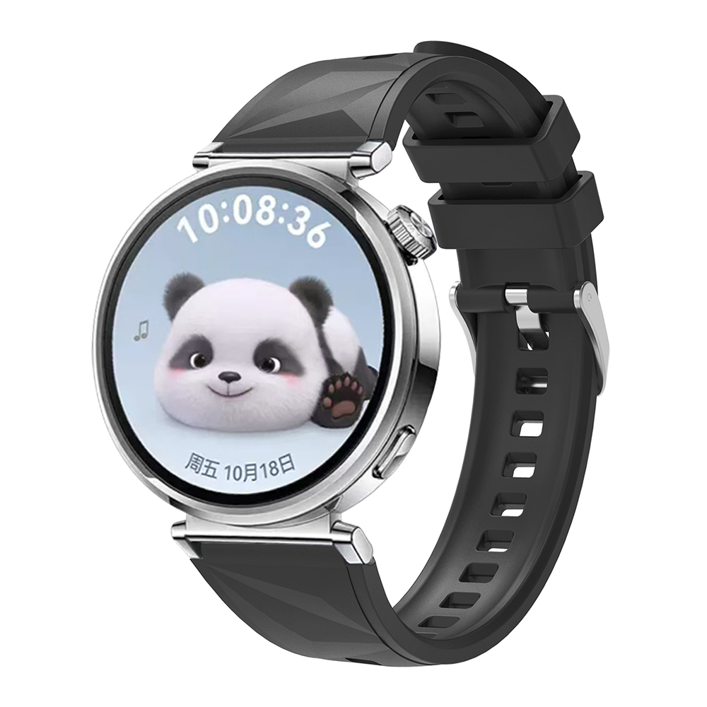 Huawei Uyumlu GT4 41mm Zore KRD-129 18mm Silikon Kordon Strap Kayış-Siyah