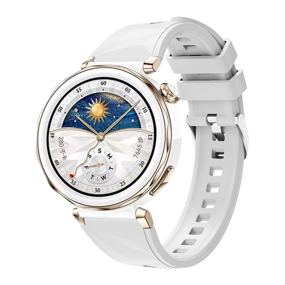 Huawei Uyumlu Watch GT 5 Pro 42mm Zore KRD-129 Silikon Kordon Strap Kayış-Beyaz