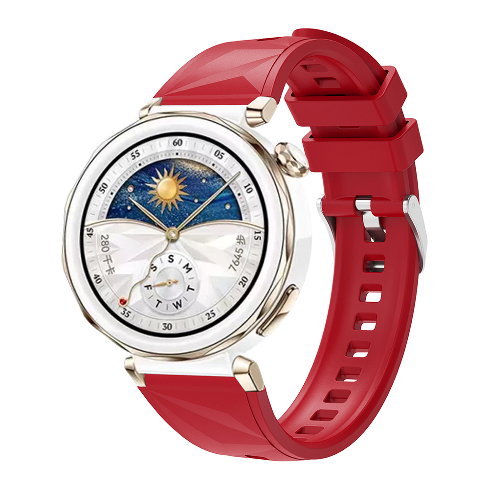 Huawei Uyumlu Watch GT 5 Pro 42mm Zore KRD-129 Silikon Kordon Strap Kayış-Kırmızı