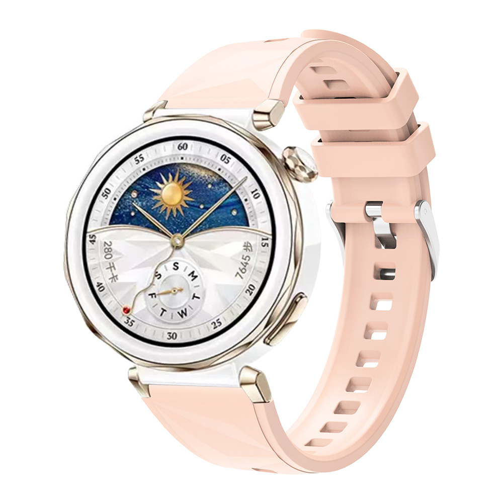 Huawei Uyumlu Watch GT 5 Pro 42mm Zore KRD-129 Silikon Kordon Strap Kayış-Pembe