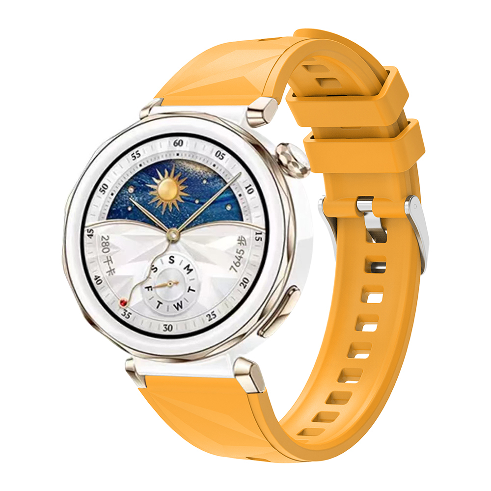 Huawei Uyumlu Watch GT 5 Pro 42mm Zore KRD-129 Silikon Kordon Strap Kayış-Sarı