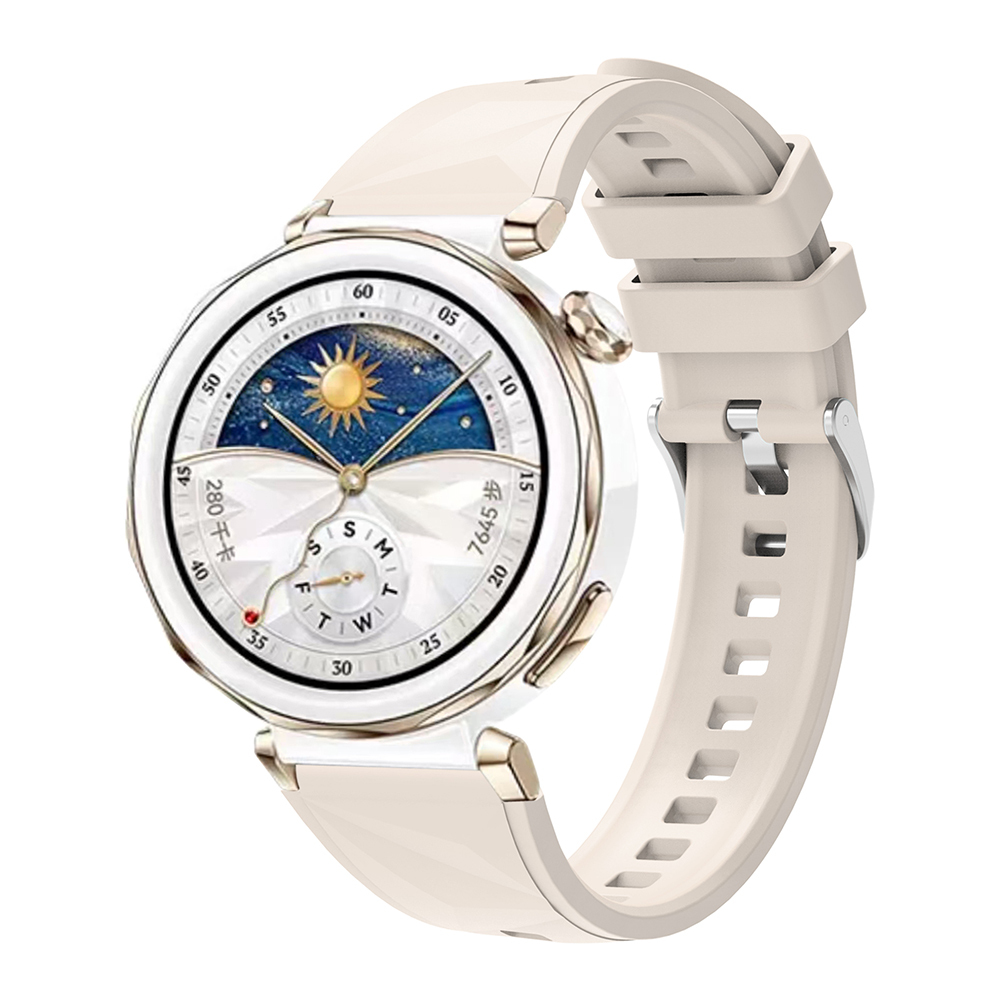 Huawei Uyumlu Watch GT 5 Pro 42mm Zore KRD-129 Silikon Kordon Strap Kayış-Starlight