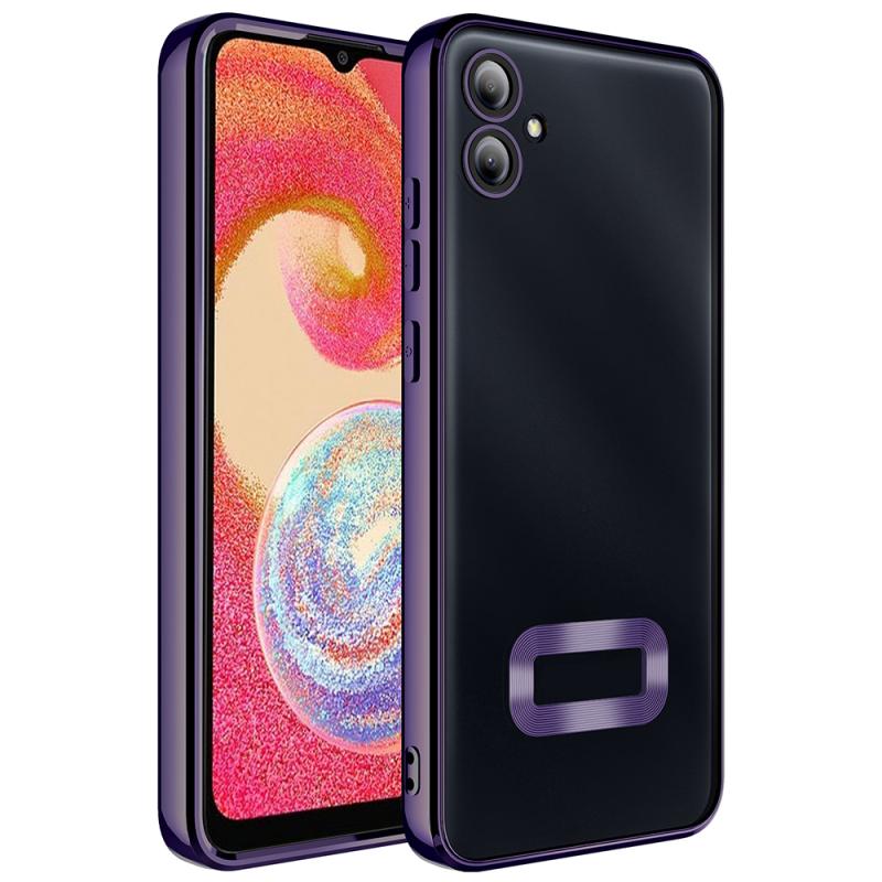 Galaxy Uyumlu A06 Kılıf Kamera Korumalı Logo Gösteren Zore Omega Kapak-Derin mor
