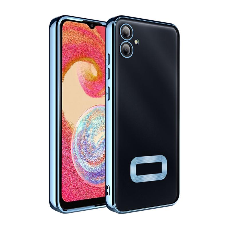 Galaxy Uyumlu A06 Kılıf Kamera Korumalı Logo Gösteren Zore Omega Kapak-Mavi