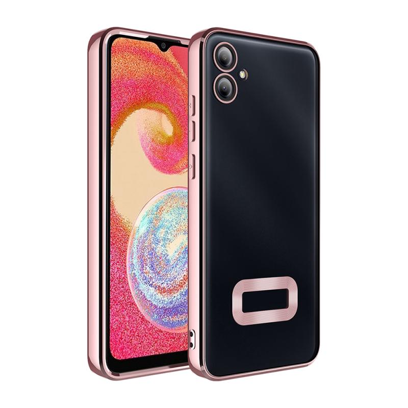 Galaxy Uyumlu A06 Kılıf Kamera Korumalı Logo Gösteren Zore Omega Kapak-Rose gold