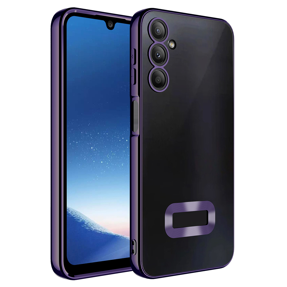 Galaxy Uyumlu A16 Kılıf Kamera Korumalı Logo Gösteren Zore Omega Kapak-Derin mor