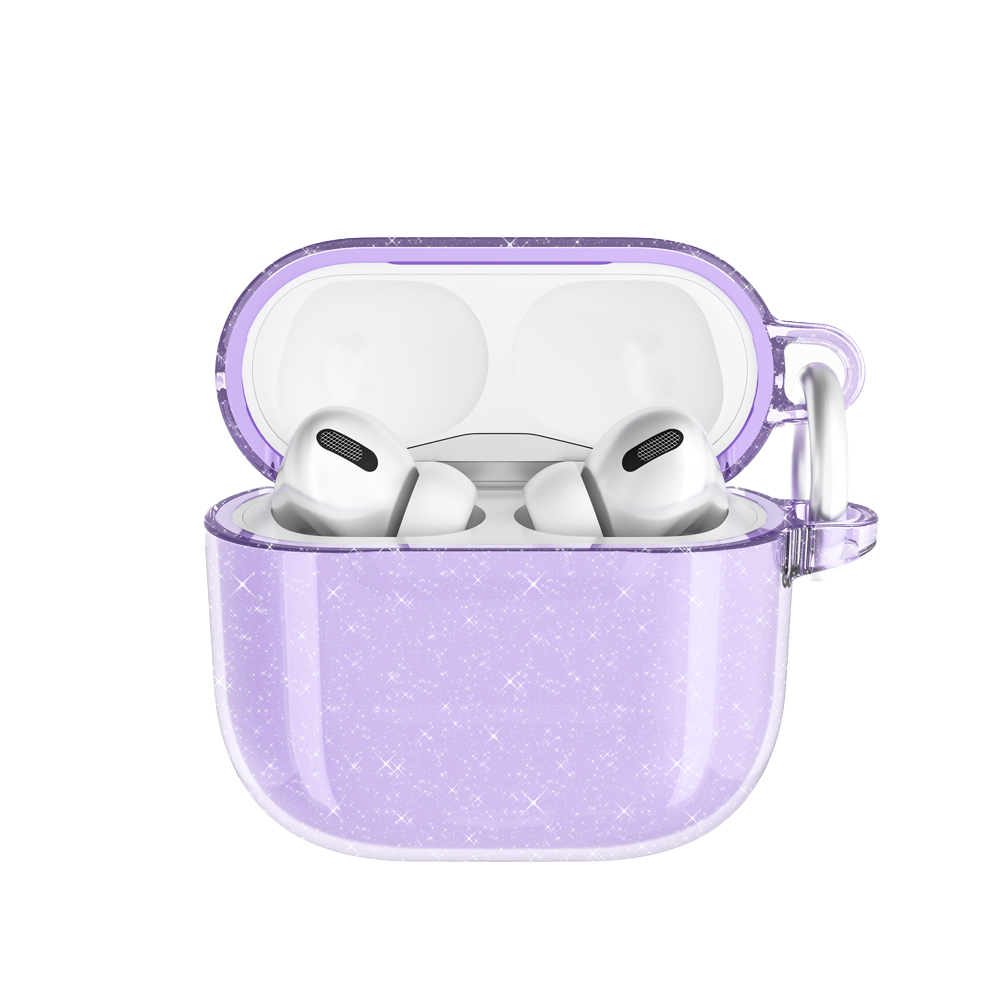 Airpods Uyumlu 4 Zore Allstar Airbag 32 Parlayan Simli Saydam Renkli Kılıf-Mor