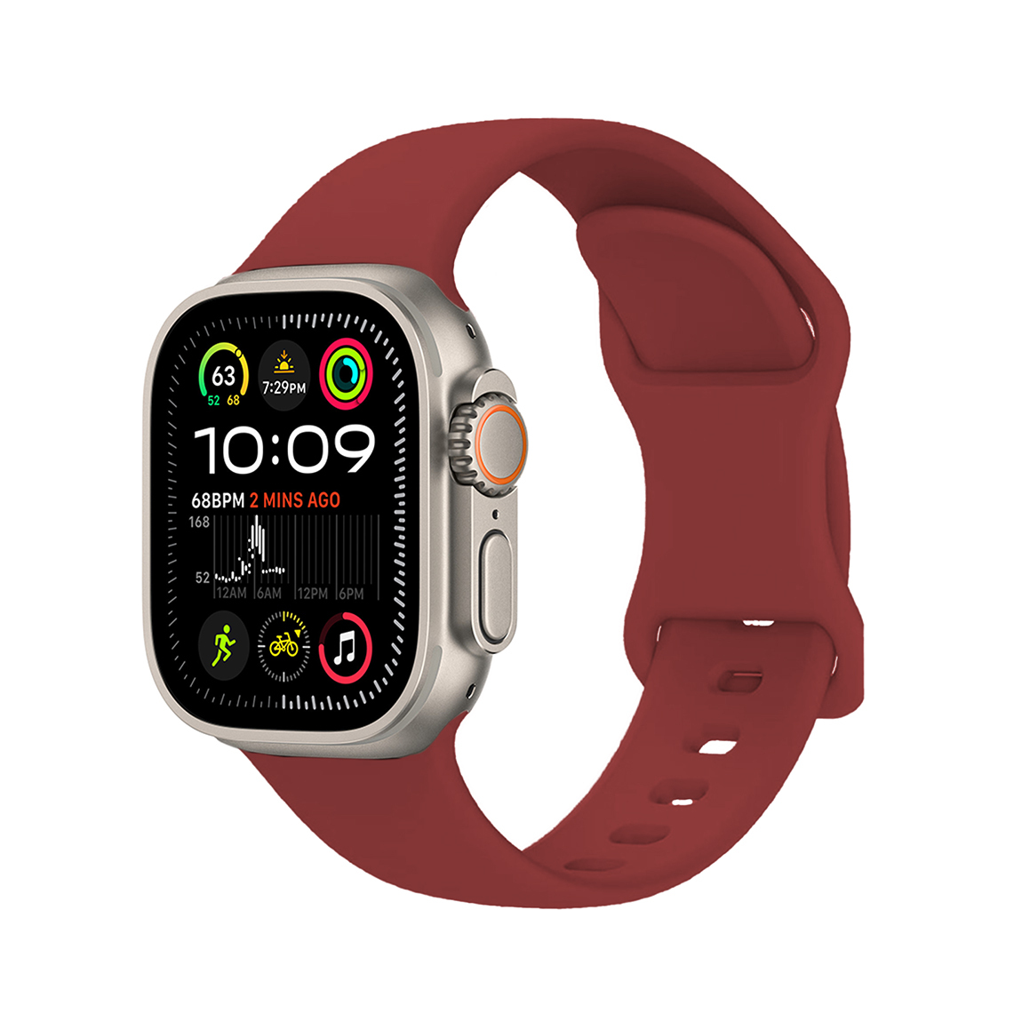 Watch Ultra 49mm Zore KRD-131 Silikon Kordon Strap Kayış-Koyu kırmızı