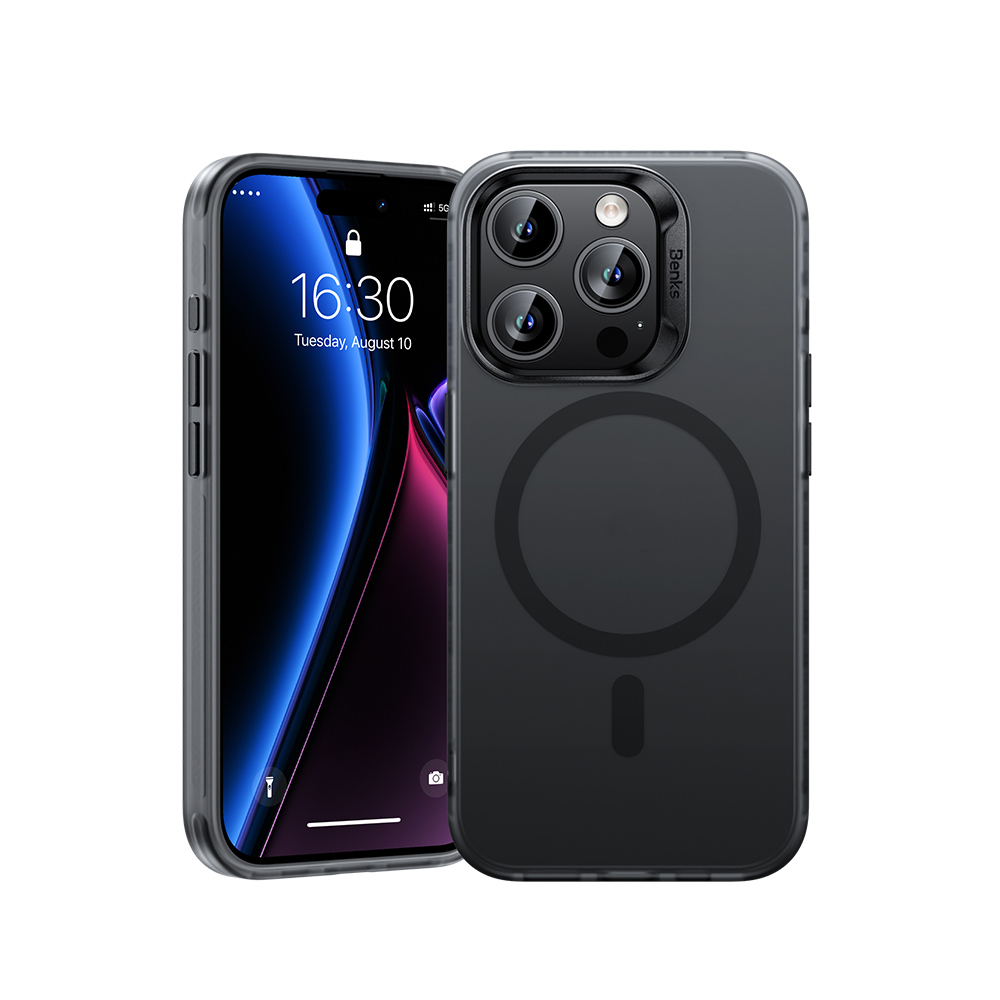 iPhone Uyumlu 16 Pro Max Kılıf M-safe Şarj Özellikli Yeni Seri Benks Lucid Armor Kapak-Siyah