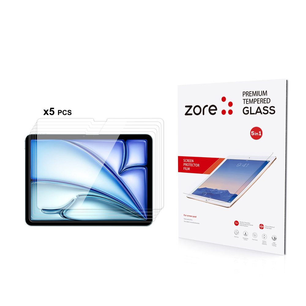 iPad Uyumlu Air 11 2024 Zore 5in1 Tablet Temperli Cam Ekran Koruyucu