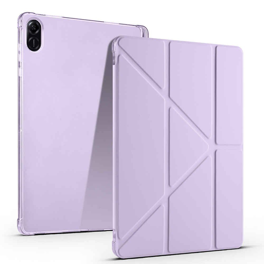 Honor Pad X8A Kılıf Zore Tri Folding Kalem Bölmeli Standlı Kılıf-Lila