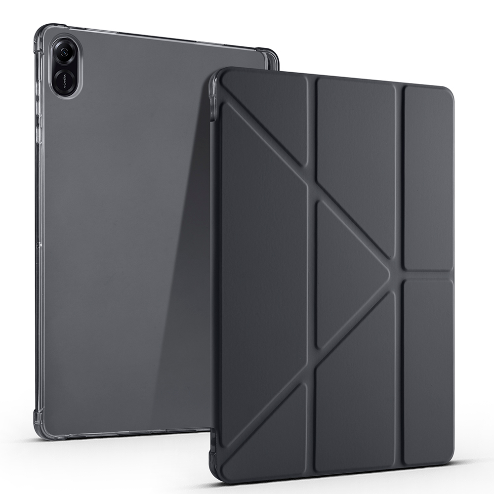 Honor Pad X8A Kılıf Zore Tri Folding Kalem Bölmeli Standlı Kılıf-Siyah
