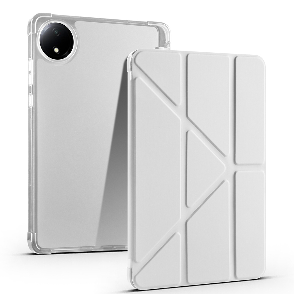Xiaomi Uyumlu  Redmi Pad SE 8.7 Kılıf Zore Tri Folding Kalem Bölmeli Standlı Kılıf-Gri