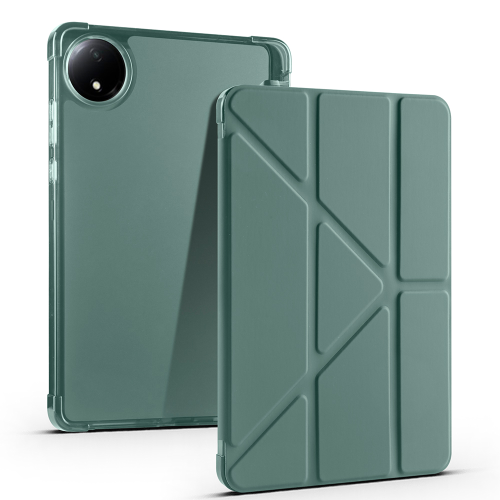 Xiaomi Uyumlu  Redmi Pad SE 8.7 Kılıf Zore Tri Folding Kalem Bölmeli Standlı Kılıf-Koyu yeşil