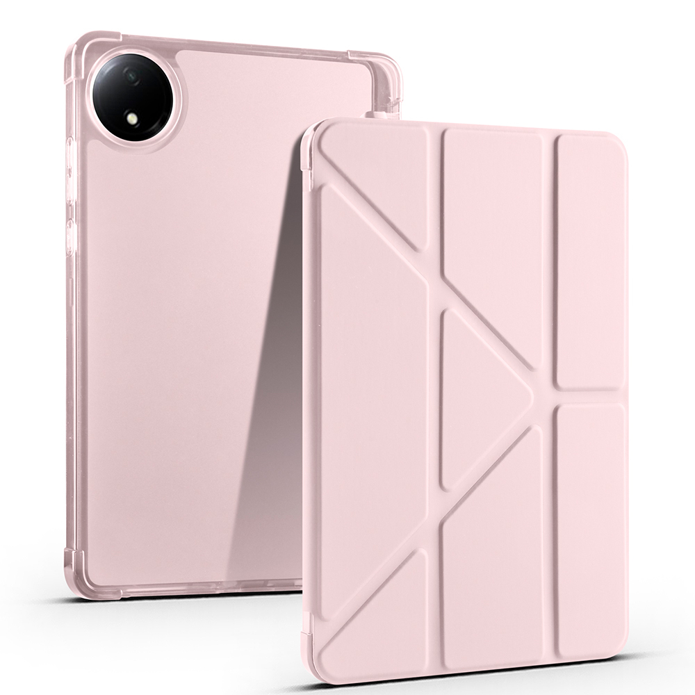 Xiaomi Uyumlu  Redmi Pad SE 8.7 Kılıf Zore Tri Folding Kalem Bölmeli Standlı Kılıf-Rose gold