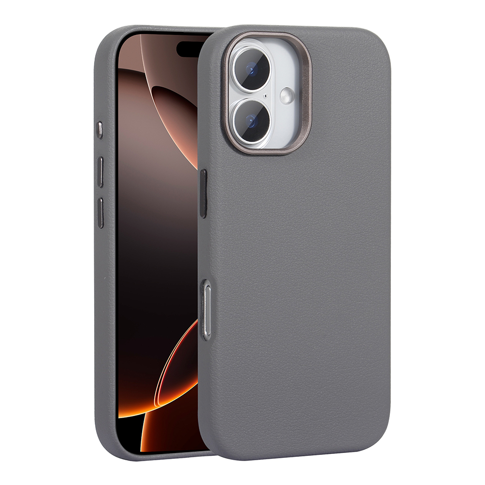iPhone Uyumlu 16 Plus Kılıf M-safe Şarj Özellikli PU Deri Zore Adora Kapak-Gri