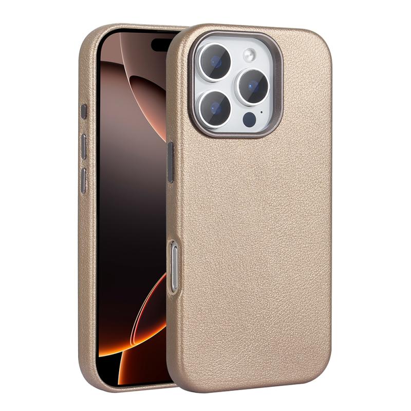 iPhone Uyumlu 16 Pro Max Kılıf M-safe Şarj Özellikli PU Deri Zore Adora Kapak-Desert titanyum