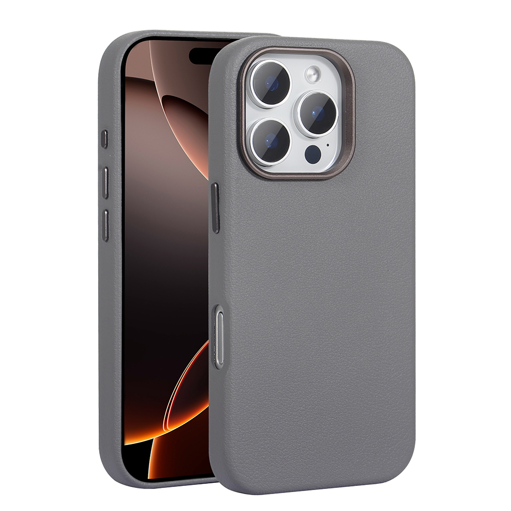 iPhone Uyumlu 16 Pro Max Kılıf M-safe Şarj Özellikli PU Deri Zore Adora Kapak-Gri