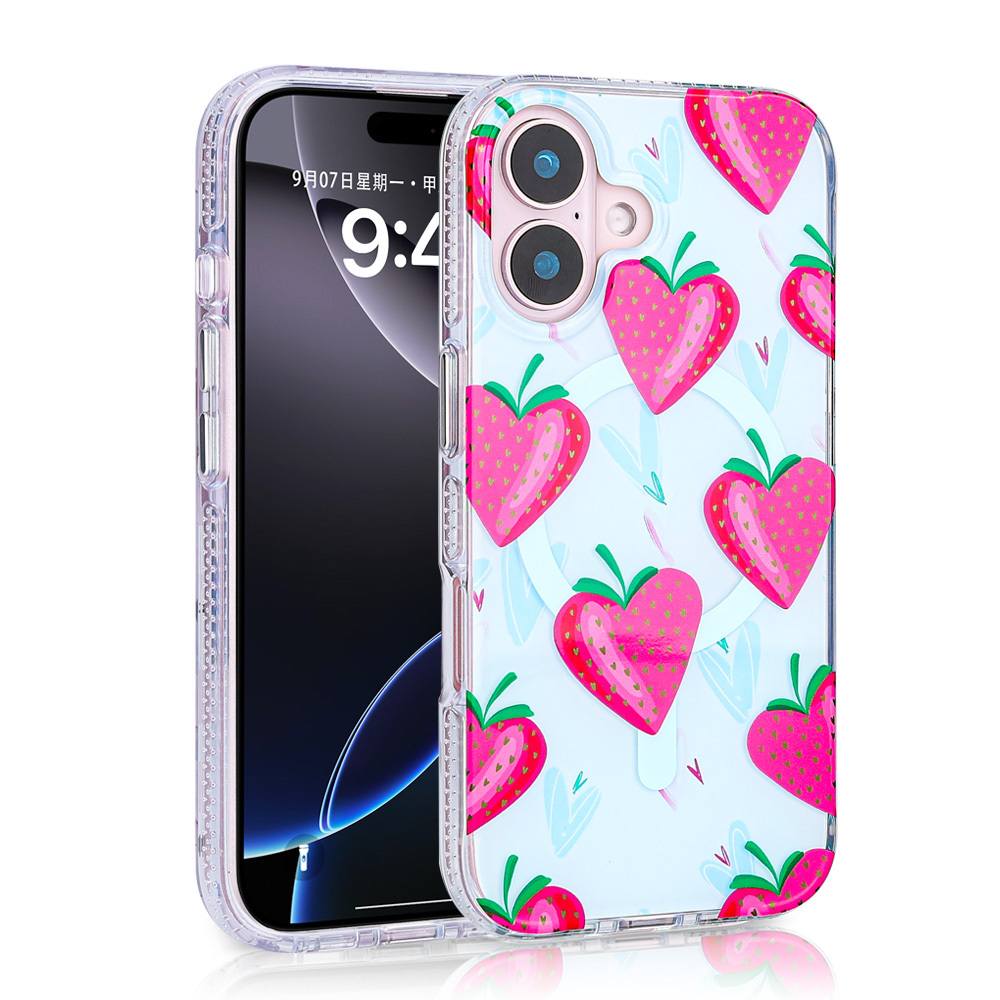 iPhone Uyumlu 16 Plus Kılıf M-safe Şarj Özellikli Zore Stilo Kapak-Pembe-mavi