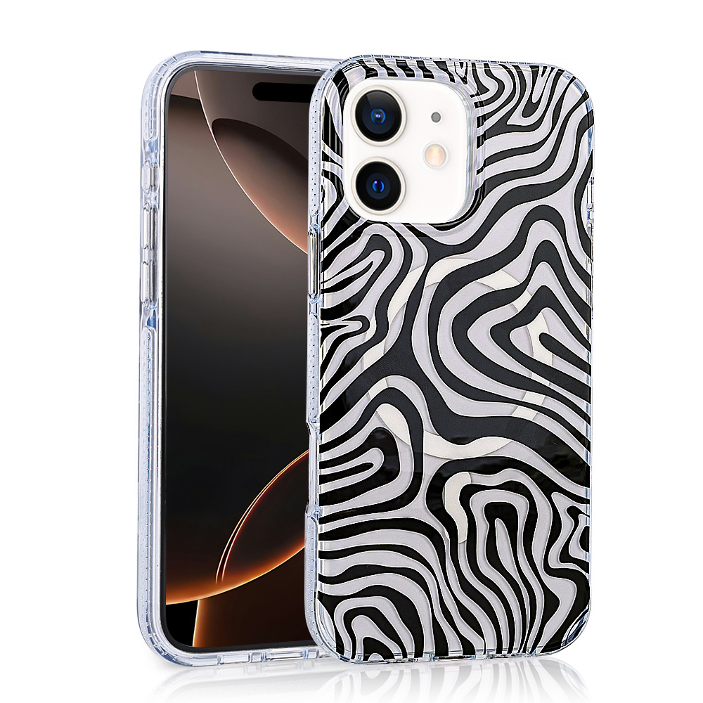 iPhone Uyumlu 11 Kılıf M-safe Şarj Özellikli Zore Jago Kapak-Siyah-beyaz