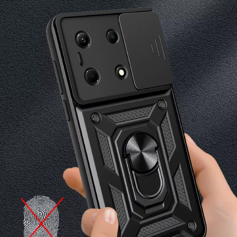 İnfinix Note 30 VIP Kılıf Magnetik Standlı Kamera Korumalı Zore Sürgülü Vega Kapak