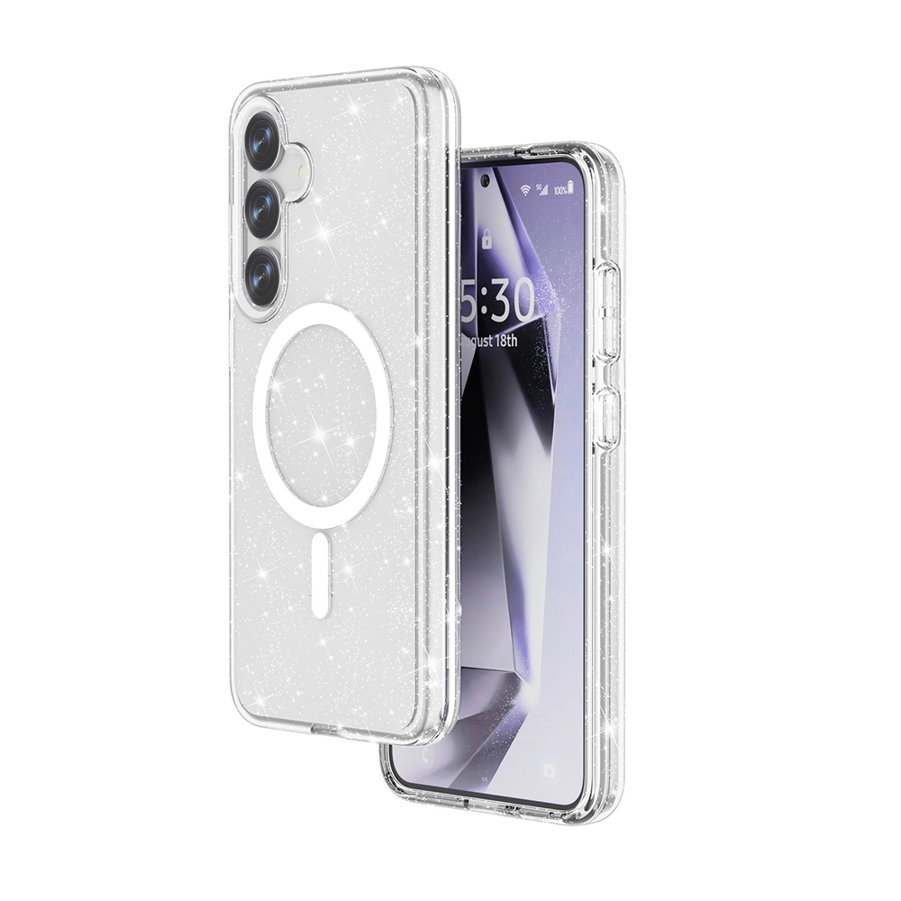 Galaxy Uyumlu S25 Plus Kılıf M-safe Şarj Özellikli Parlayan Simli Saydam Renkli Zore Allstar Kapak