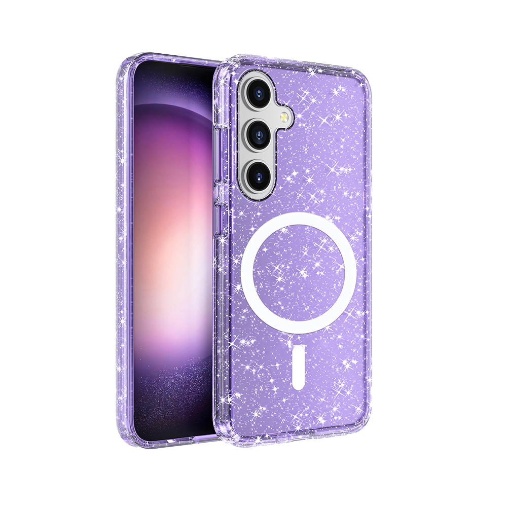 Galaxy Uyumlu S25 Plus Kılıf M-safe Şarj Özellikli Parlayan Simli Saydam Renkli Zore Allstar Kapak