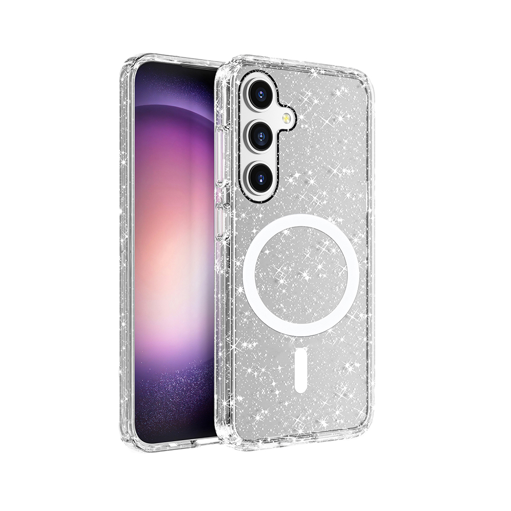 Galaxy Uyumlu S25 Plus Kılıf M-safe Şarj Özellikli Parlayan Simli Saydam Renkli Zore Allstar Kapak-Şeffaf