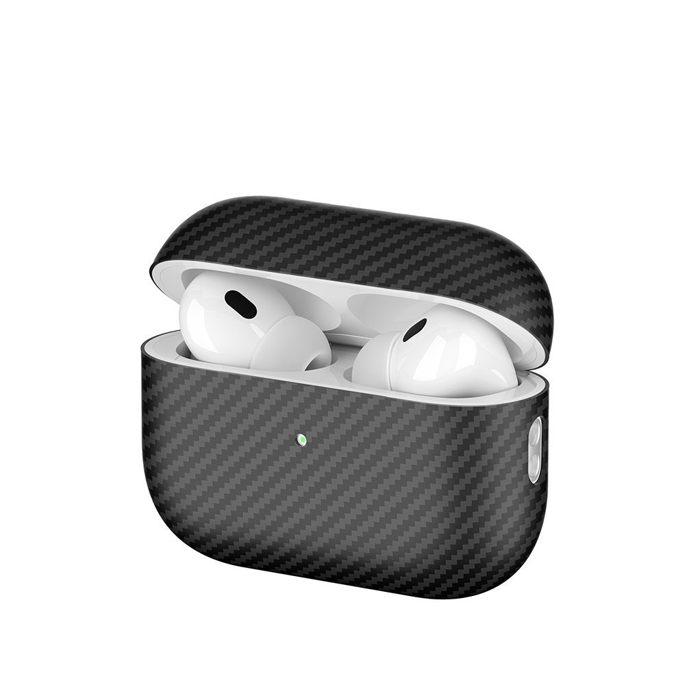 Airpods Uyumlu Pro 2 Zore Airbag 43 600D Karbon Fiber Kulaklık Kılıfı-Siyah