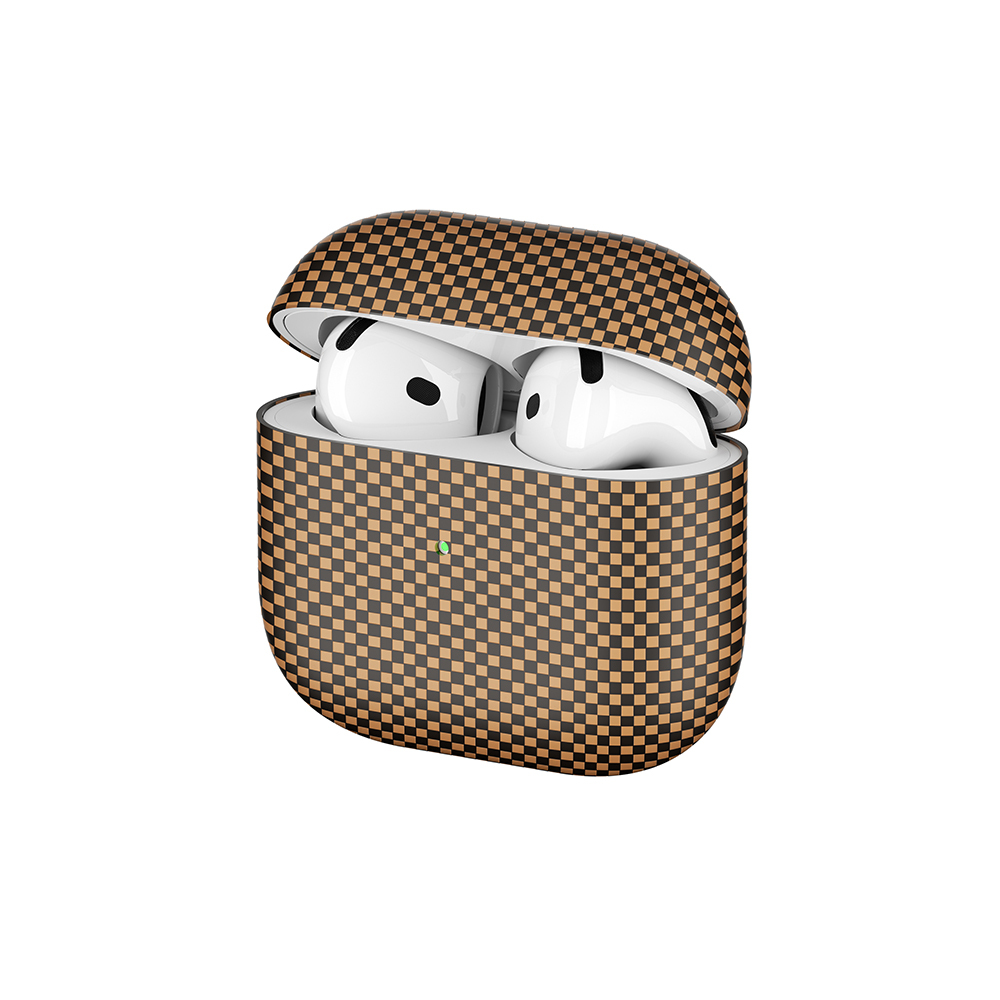 Airpods Uyumlu 4 Zore Airbag 43 600D Karbon Fiber Kulaklık Kılıfı-Gold