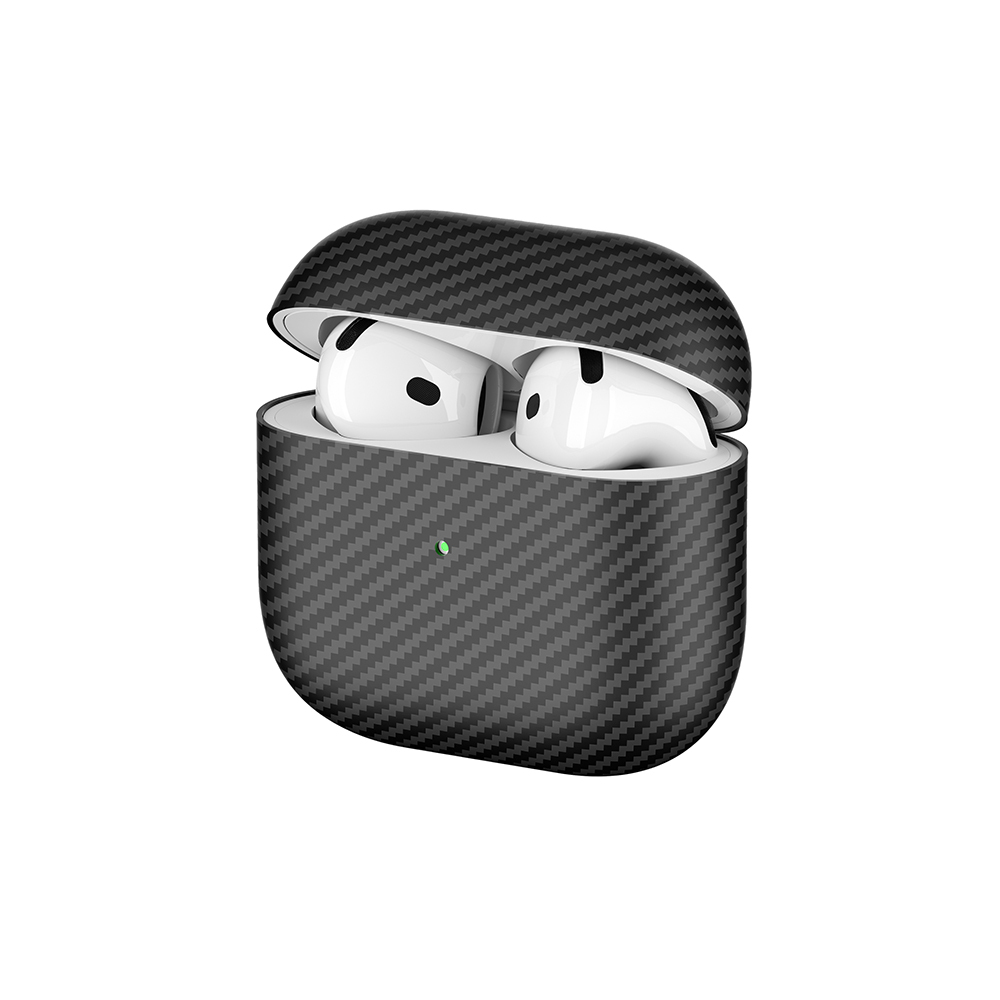 Airpods Uyumlu 4 Zore Airbag 43 600D Karbon Fiber Kulaklık Kılıfı-Siyah