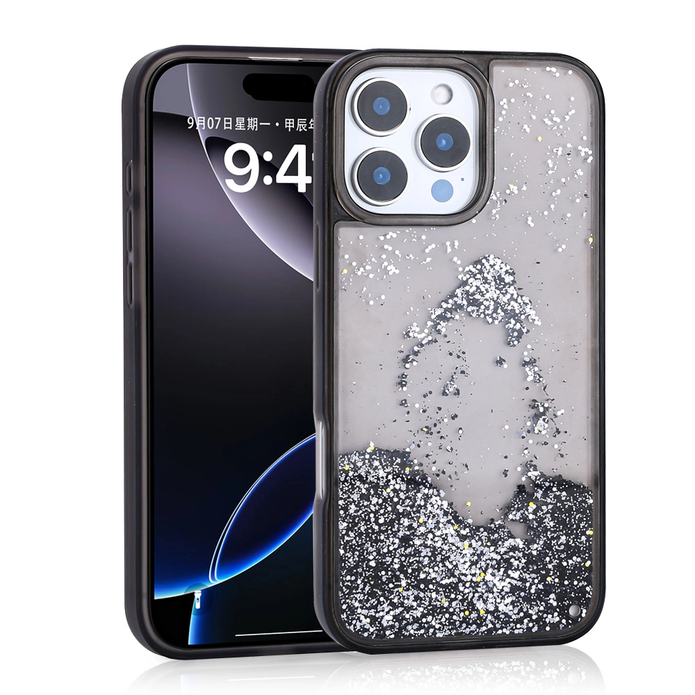 iPhone Uyumlu 12 Pro Kılıf Sıvılı Simli Şeffaf Arka Yüzey Zore Keto Silikon Kapak