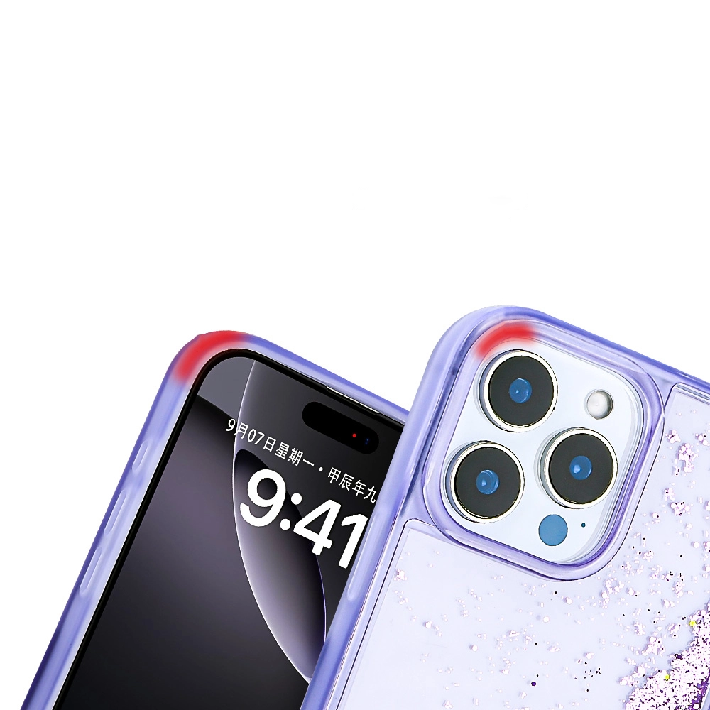 iPhone Uyumlu 14 Pro Max Kılıf Sıvılı Simli Şeffaf Arka Yüzey Zore Keto Silikon Kapak