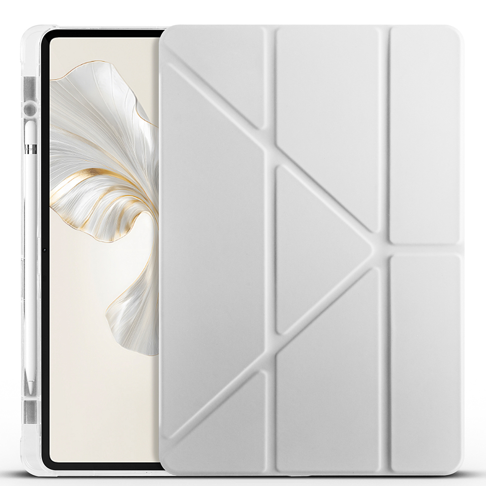 Honor Pad 9 Kılıf Zore Tri Folding Kalem Bölmeli Standlı Kılıf-Gri