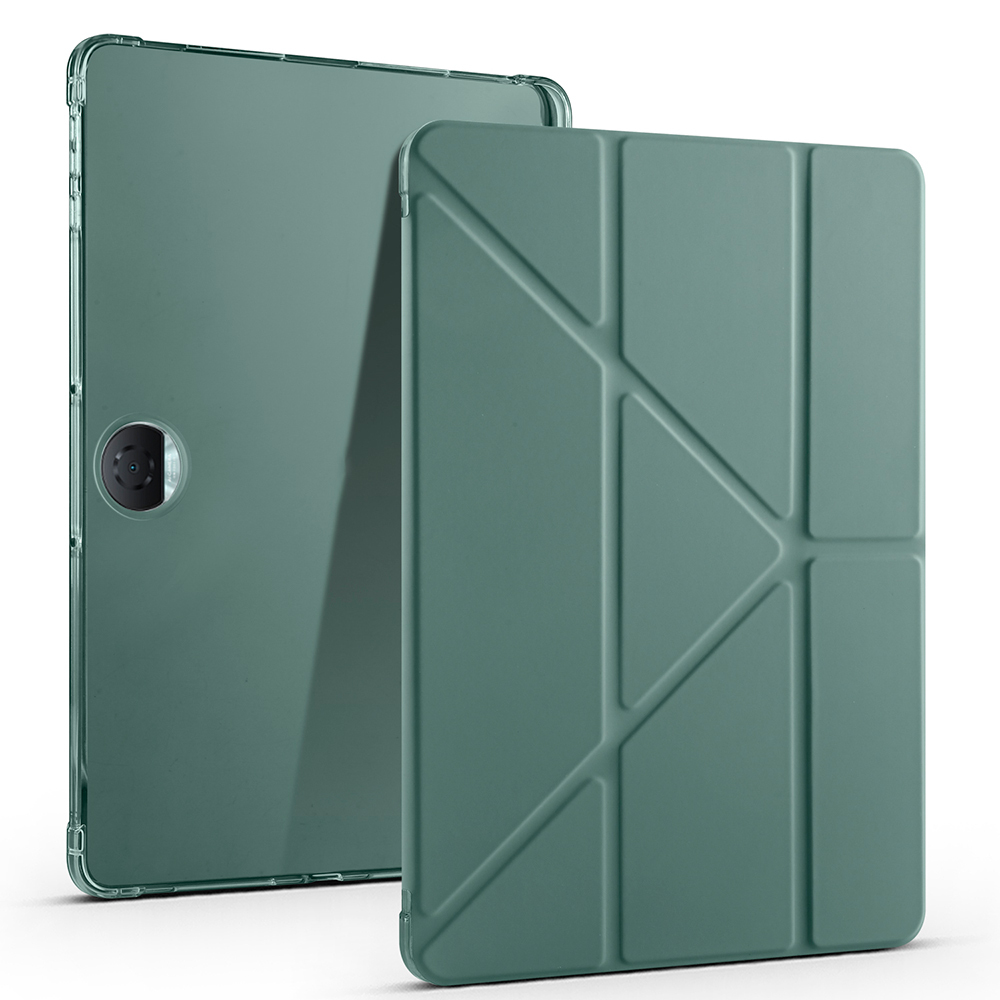 Honor Pad 9 Kılıf Zore Tri Folding Kalem Bölmeli Standlı Kılıf-Koyu yeşil