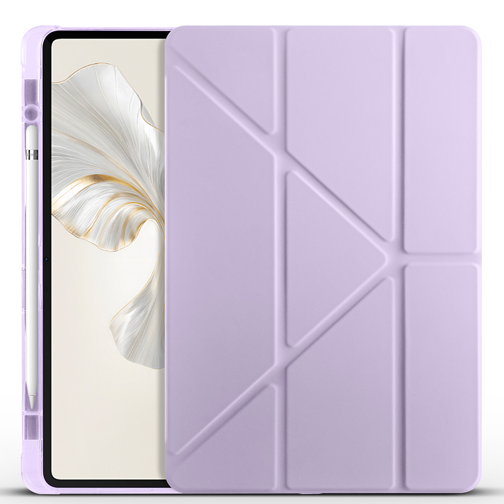 Honor Pad 9 Kılıf Zore Tri Folding Kalem Bölmeli Standlı Kılıf-Lila